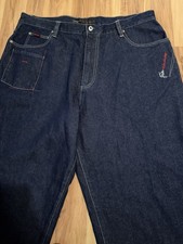 FUBU CircR Y2K Baggy Wide Leg Jeans Mens 40x32 Dark Wash Hip Hop Streetwear
