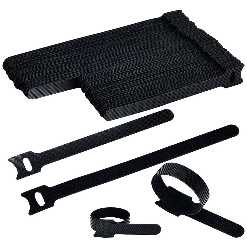 TruComponents Hook-and-loop cable tie 150/200mm/mm x 12mm Blk 100pcs