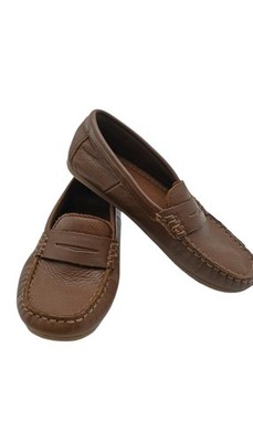 Zara Toddler Boys Loafers deck Shoes Dress Brown Slip On Leather Sz 12 US 30 EU 