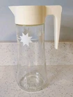 Vintage Anchor Hocking Atomic Starburst Glass 9" Juice Pitcher White Lid - L4027
