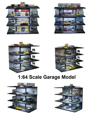 US Diorama 1/64 Scale Car Garage Model Open 3-storey Parking Scene Display Model