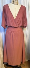 Zara Womens Short Dolman Sleeve Brick Color Midi Retro Dress Sz S Pre-owned