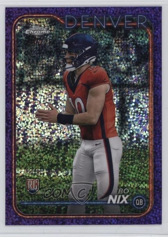 2024 Topps Chrome Rookies Purple Speckle Refractor 68/275 Bo Nix #206 yl0