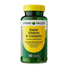 Spring Valley Super Vitamin B-Complex Tablets Dietary Supplement, 100 Count