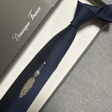 Extremely Beautiful Dominique France Tie Navy Tassel Decoration Motif Three Crow