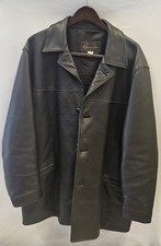 Johnson Leathers San Francisco Black Leather Coat Jacket – Size XL – Made in USA
