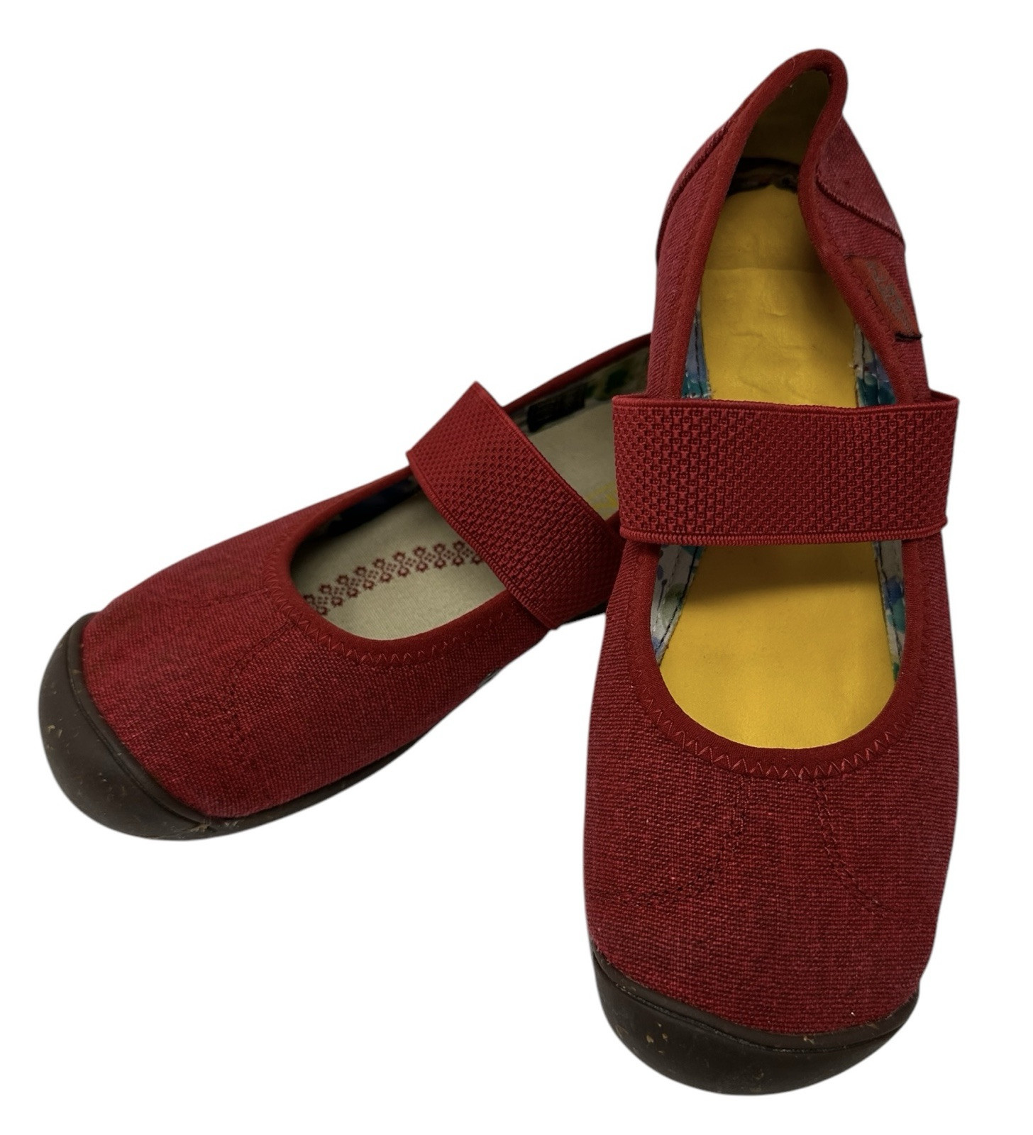 Scarpe basse Keen Siena Mary Jane taglia 6W rosse tela Mary Jane slip on