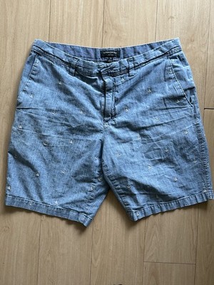 Banana Republic Aiden Flat Front Chino shorts Sailboat/Anchors Blue Mens 33