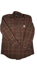 Carhartt Shirt Mens Small Brown Plaid Flannel Long Sleeve Workwear TW4451-M