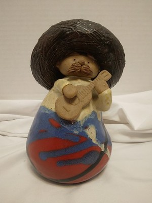 Rodo Padilla Ceramic Mariachi Guitar Figurine Sombrero Sculpture USED 1 CHIP