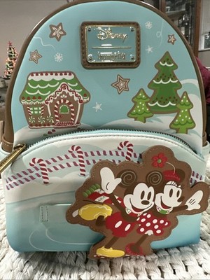 NWT - Loungefly Mickey & Minnie Ice Skating (Gingerbread Scented) Mini Backpack