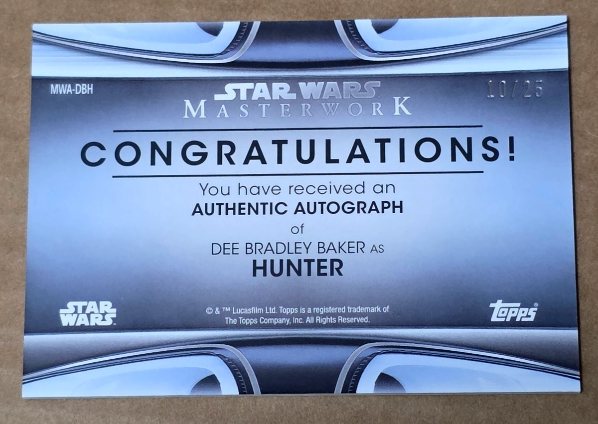 2021 Topps Star Wars Masterwork Dee Bradley Baker as Hunter Canvas