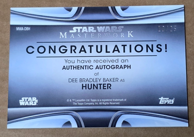 2021 Topps Star Wars Masterwork Dee Bradley Baker as Hunter Canvas