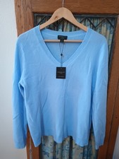 NWT Lite Blue Charter Club Luxury 100 Cashmere V-Neck Sweater Women XL