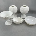 MILK GLASS Lot Of 5 PIECES 1930 AND UP Ivy Ball Vase Pedestal Bowl Vintage