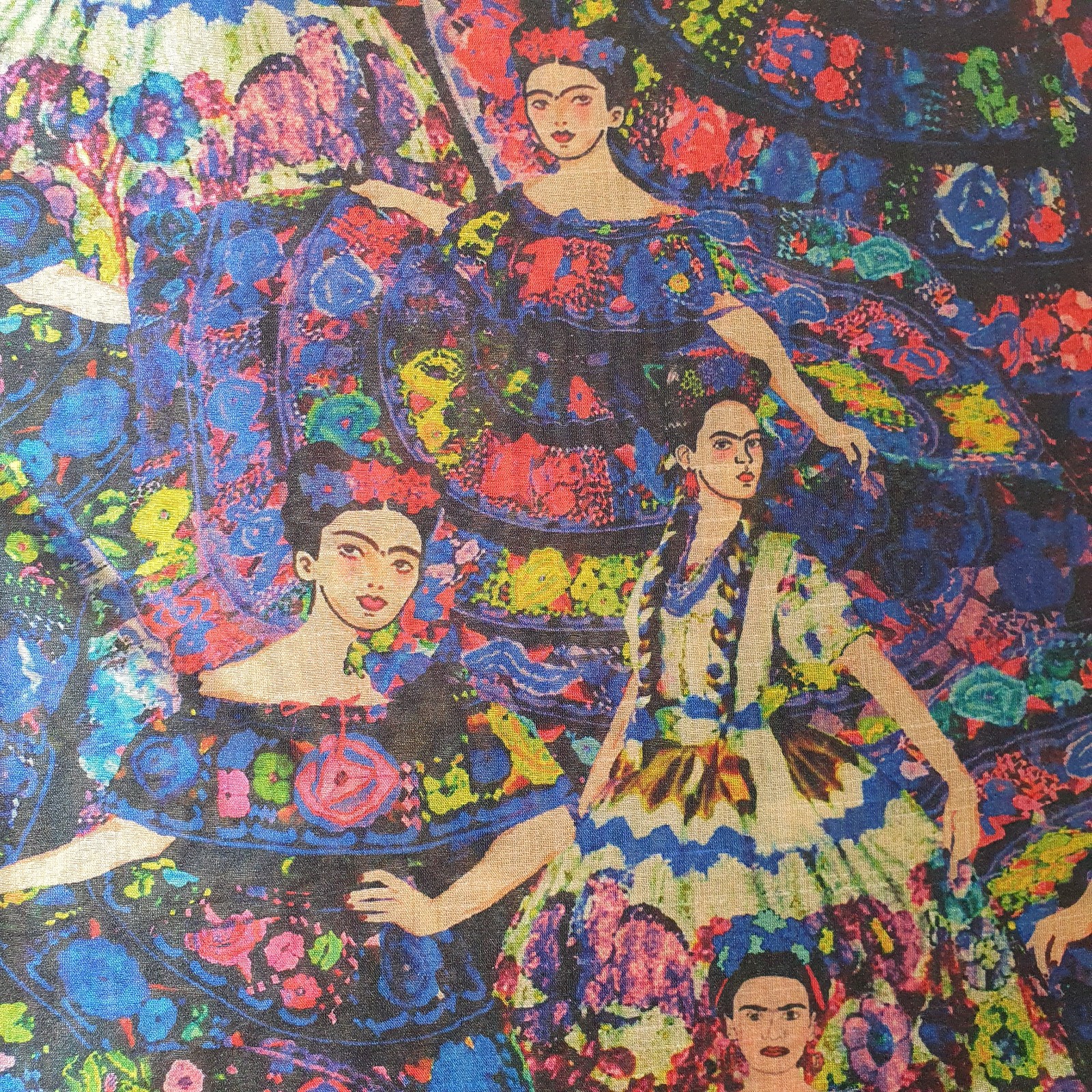 Frida Kahlo Poliéster Mango Seda Material Vestido Disfraz Tela 44" Por Metro