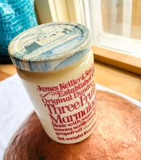 Vtg James Keiller THREE FRUITS MARMALADE JAR Dundee Lemon Orange Grapefruit