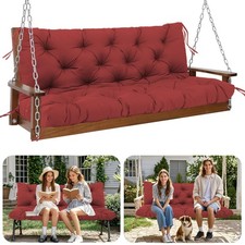 Premium 5" Thick Waterproof Swing Cushions for 2-3 Seat Porch - Wine Red