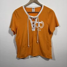 PINK Victoria's Secret Tennessee Vols Jersey T Shirt size Large Tie Collegiate