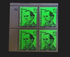 1986 Plate Block 2195 US MNH William Jennings Bryan! $41 + Razer Burn Tag EFO