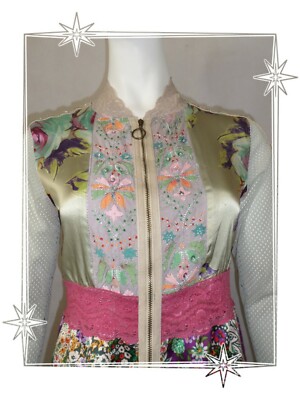 Gilet Cardigan Long Wooxoom Avec Perles, Dentelle Et Broderie - Taille 2, Occasion Très Bon état