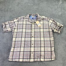 Scotch  Soda Shirt Mens Medium Button Up Camp Pink Blue Hawaiian Casual Linen