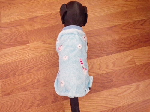 pet dog pajamas,lightweight fleece,blue,soft,snowmen,Medium*(read size details) - Picture 4 of 9