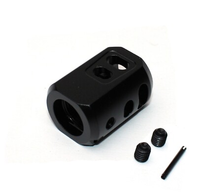 Black Anodized Aluminum 9/16''x24 TPI Muzzle Brake Compensator For .40Cal