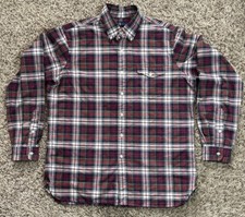 Ralph Lauren Polo Red White Green Blue Windowpane Plaid Large Button Up Shirt