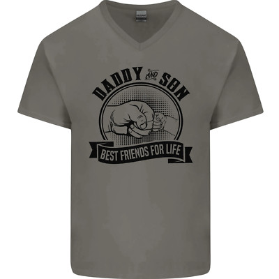 Papa & Sohn Beste Freunde Vatertag Herren T-Shirt V-Ausschnitt Baumwolle