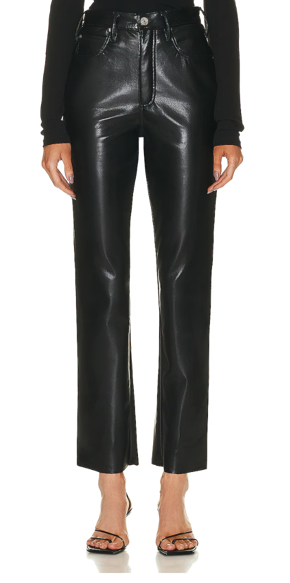 Frame Leather Pants Women 31 Noir High n Tight Straight Lined High