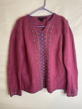 Nomadic Traders Women's Size Larger Neck Sweater Silk Nylon Angora Pink 103