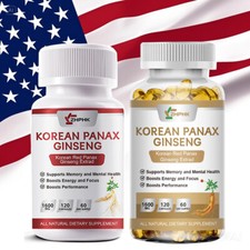 Korean Red Panax Ginseng Extrad 1600mg Capsules Caps - High Strength Ginsenoside