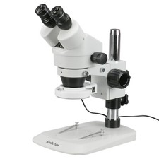 AmScope 7X-45X Inspection Multi-Use Zoom Stereo Microscope Pillar Stand 64-LED