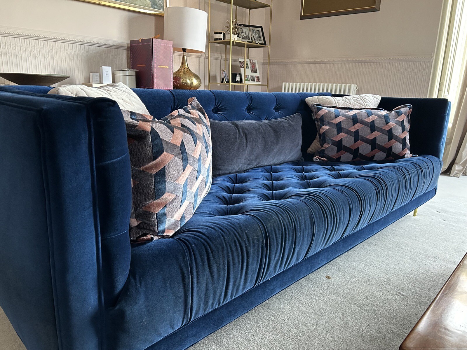 Swoon Vincent 3 seater velvet sofa in Ink easy velvet excellent