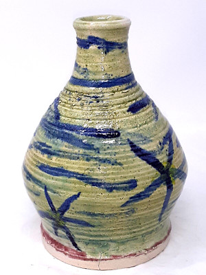 Stoneware Starfish Coastal Beach Salt Glaze Vase Signed BH 7'' Tall