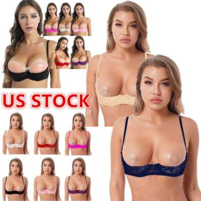 #ad US Womens Sexy See Through Lace 1 4 Cups Bra Bralette Exposed Breast Underwire $12.23