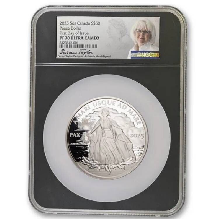 Peace Dollar 2025 $50 5 oz Silver Proof Coin NGC PF70 FDOI w Peace Dollar 2025 $50 5 oz Silver Proof Coin NGC PF70 FDOI w