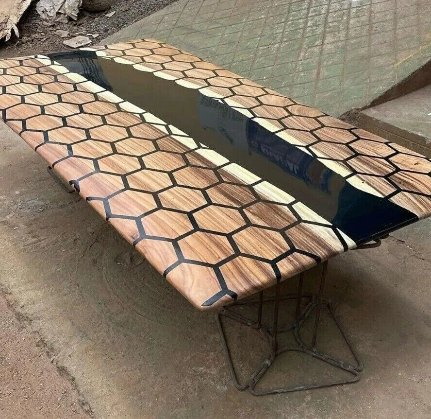 Epoxy Table Top, Walnut Dining Table, Resin Sofa Center Top Decor Handmade Decor - Image 4 of 4
