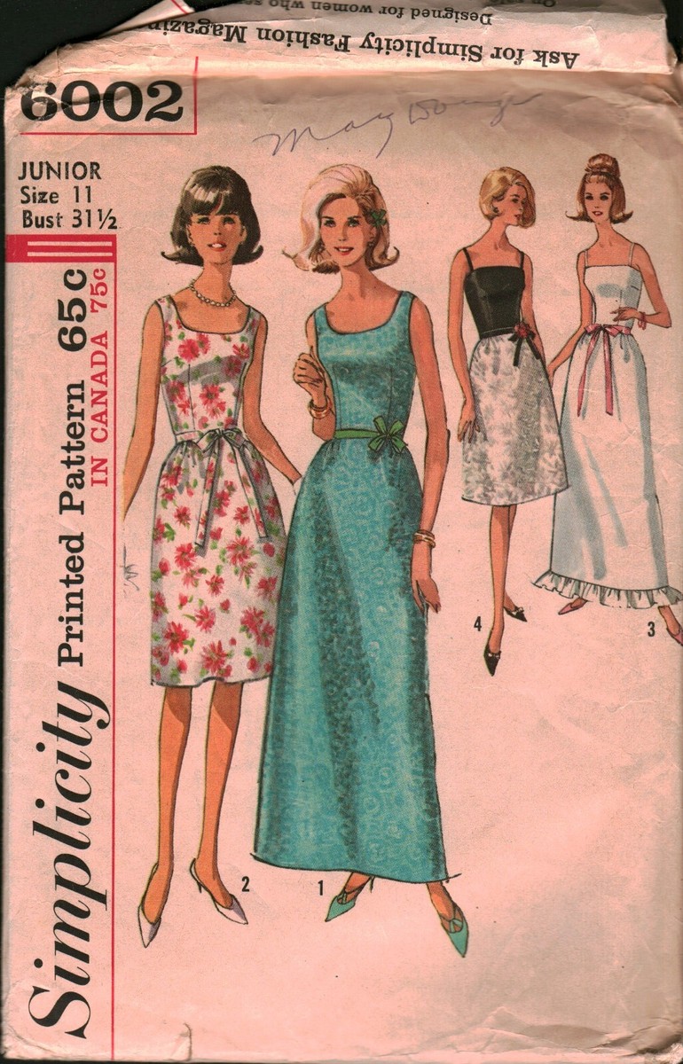6002 Vintage Simplicity SEWING Pattern Misses 1960s One Piece Dress Evening Prom | eBay 6002 Vintage Simplicity SEWING Pattern Misses 1960s One Piece Dress Evening Prom | eBay