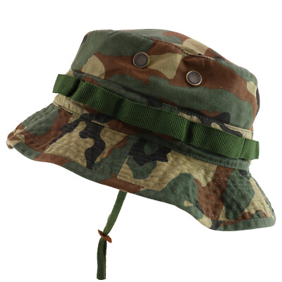 Washed Cotton Military Boonie Hat with Drawstring - Free