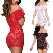 Women Sexy Lingerie Lace Dress Babydoll Sleepwear Underwear Nightwear G-string