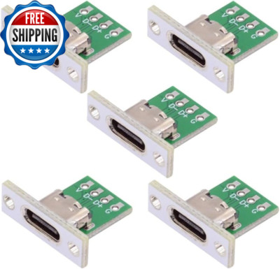 5Pcs USB Type C Female Socket Panel Mount Connector for Repairs