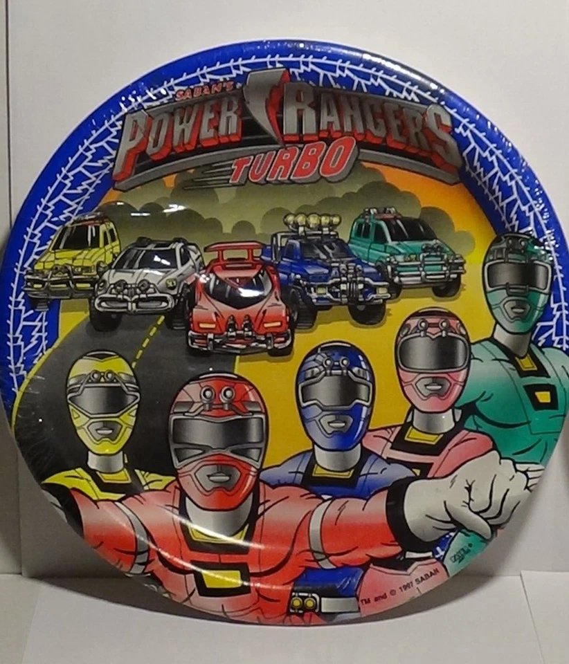 Lote de 16 platos de cena Mighty Morphin Power Rangers Turbo 9" nuevos sellados 1997 Saban Foto 2 de 4