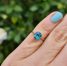 Beautiful Round Cut London Blue Topaz Engagement Ring Silver Gold Filled Ring