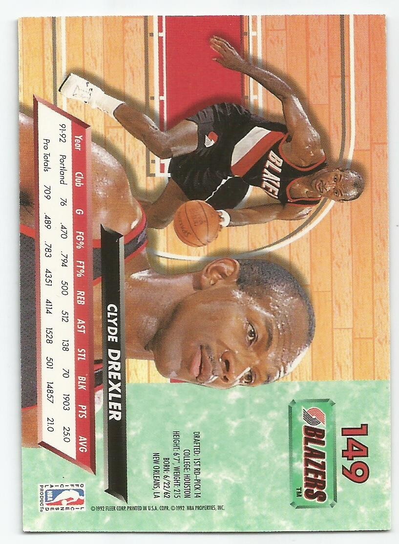 CLYDE DREXLER 1992-93 FLEER ULTRA CARD NM-MT+ CONDITION PORTLAND 