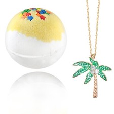 1 Jewelry Bath Bomb with "Beautiful Palm Tree" Inside - Made in the USA