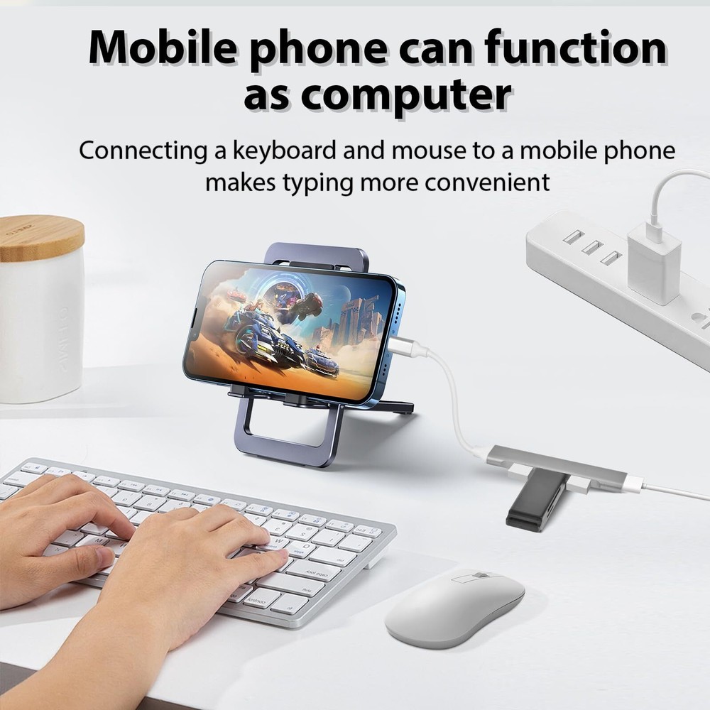 Aluminum USB C to USB 3.0 Hub Adapter with 4 Ports for Fast Data Transfer