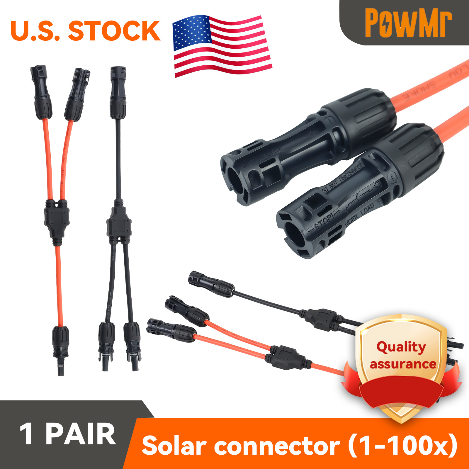 Solar Panel Y Branch Cable Connection Waterproof Adapter Connector Extension USA. Available Now for $4.99