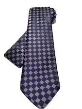 Men's Brand Q Microfiber Tie Necktie & Pocket Square Purple Tones Geometric